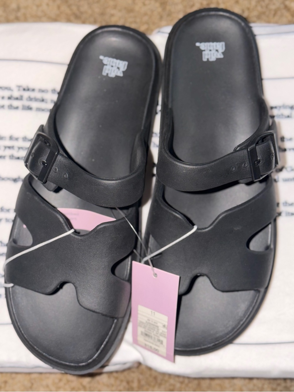 Wild Fable Women's Maysen 100% EVA Black Footbed Buckle Ankle Strap Sandals S 11